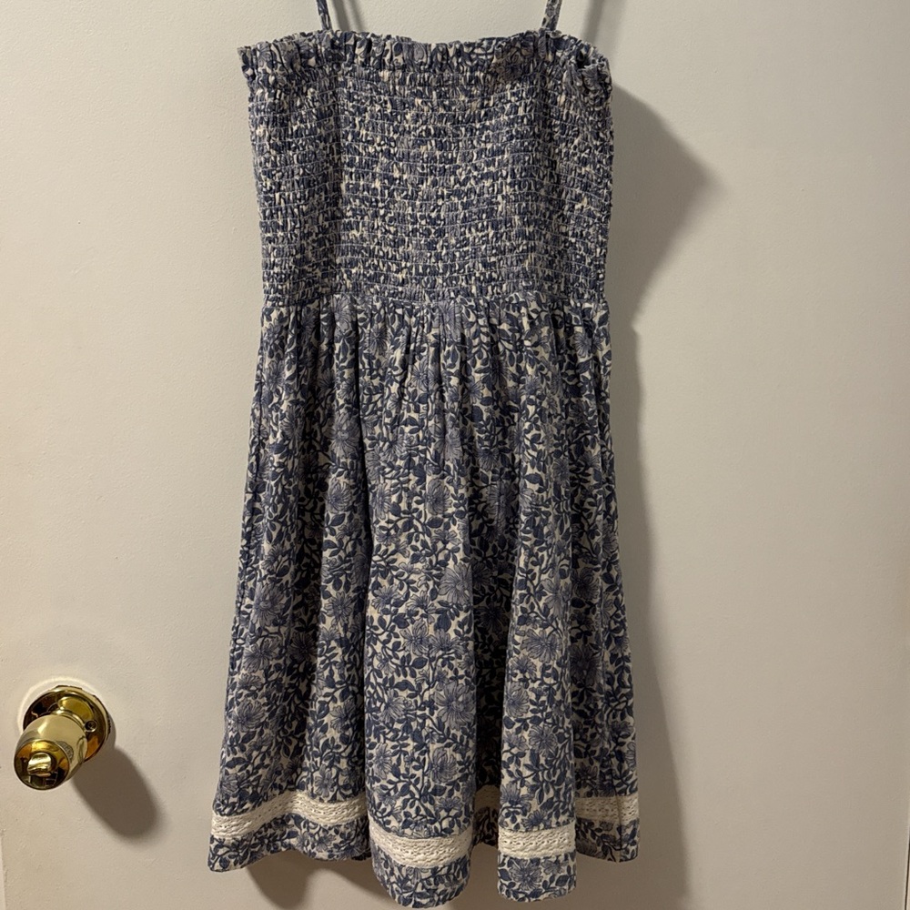 Floral Blue and Cream Dress